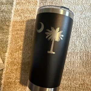 Black Tumbler with Palm Tree Design